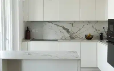 Cucina marmorizzata con piano cottura a induzione